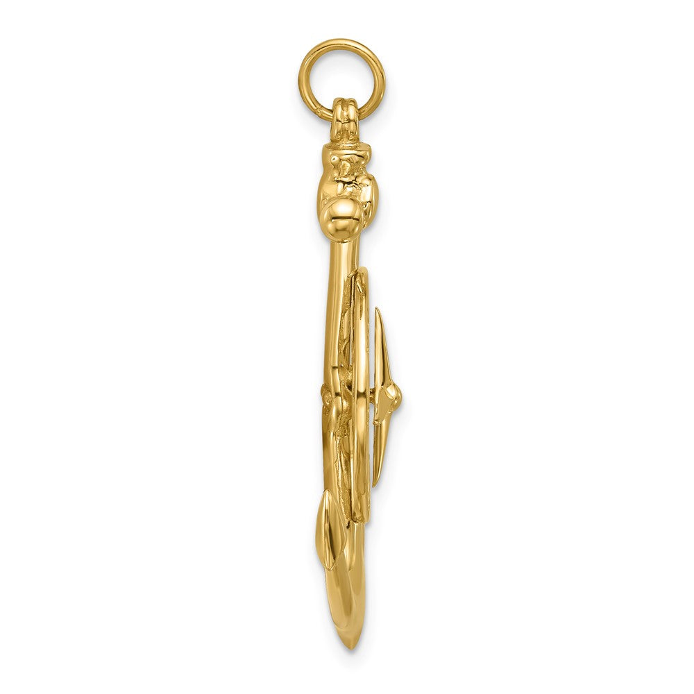 14K Large Anchor w/ Nautical Compass Charm