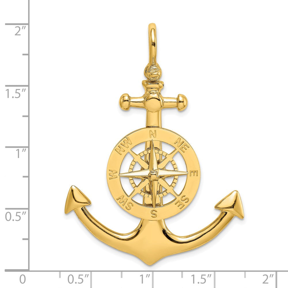 14K Large Anchor w/ Nautical Compass Charm