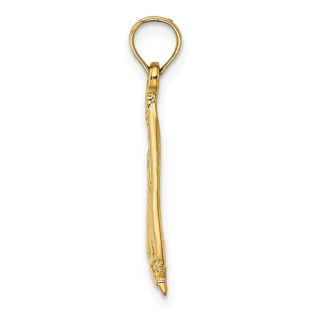 14K Polished and Textured Sailboat Charm