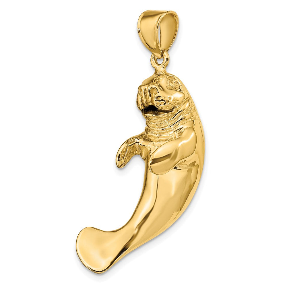 14K 3-D Polished Manatee Charm