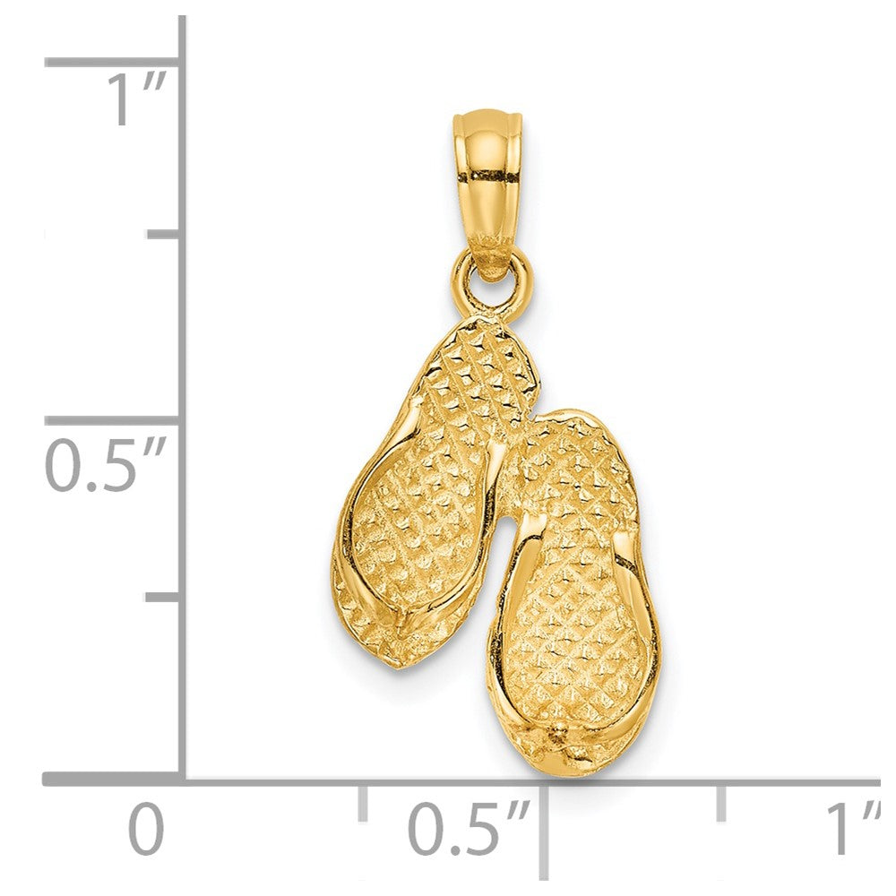 14K 3D OCEAN CITY Double Flip-flop Charm