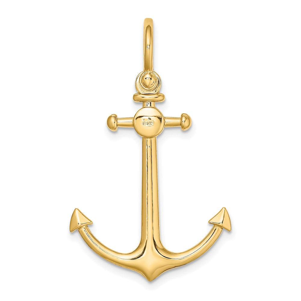 14K 3-D Small Anchor w/ Shackle Bail Charm