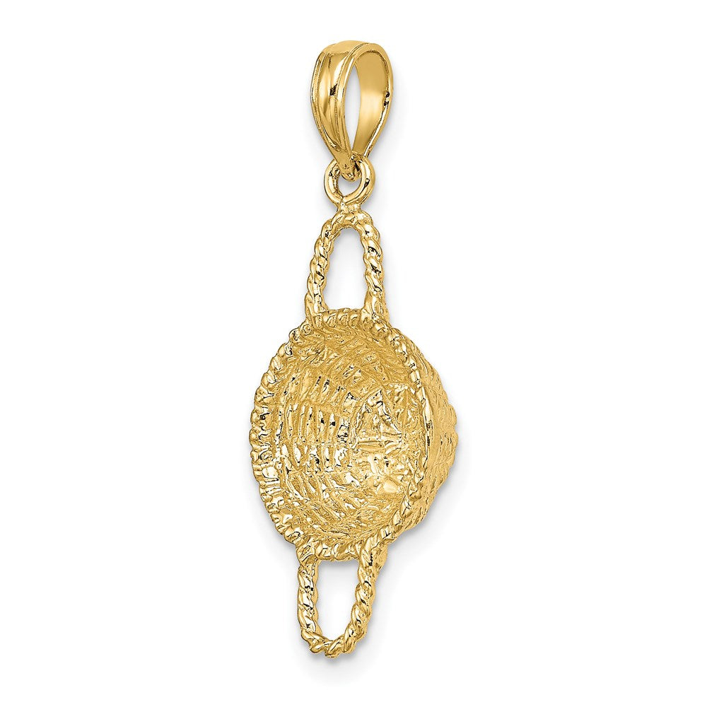 14K 3-D 2 Handles Round Basket Charm