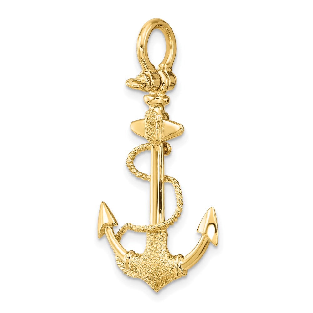 14K 3-D Textured Anchor w/Rope and Shackle Bail Charm