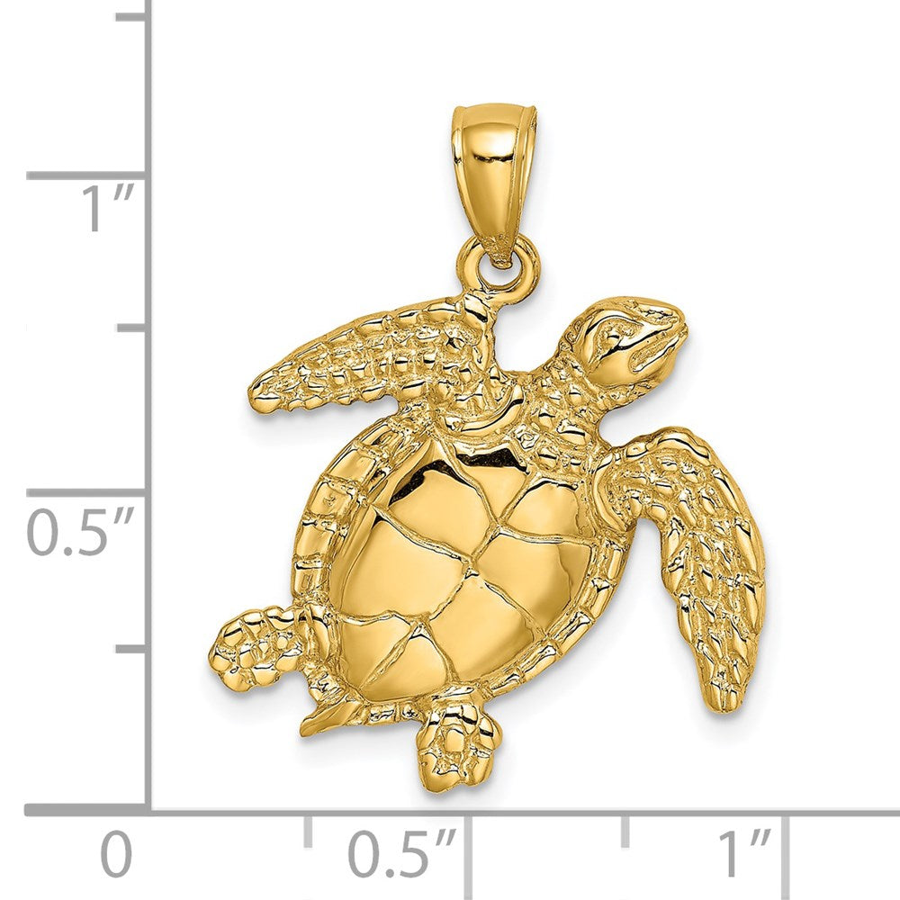 14K Swimming Sea Turtle Charm