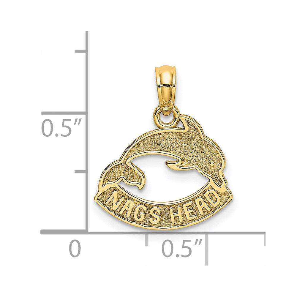 14K Textured NAGS HEAD w/ Dolphin Charm