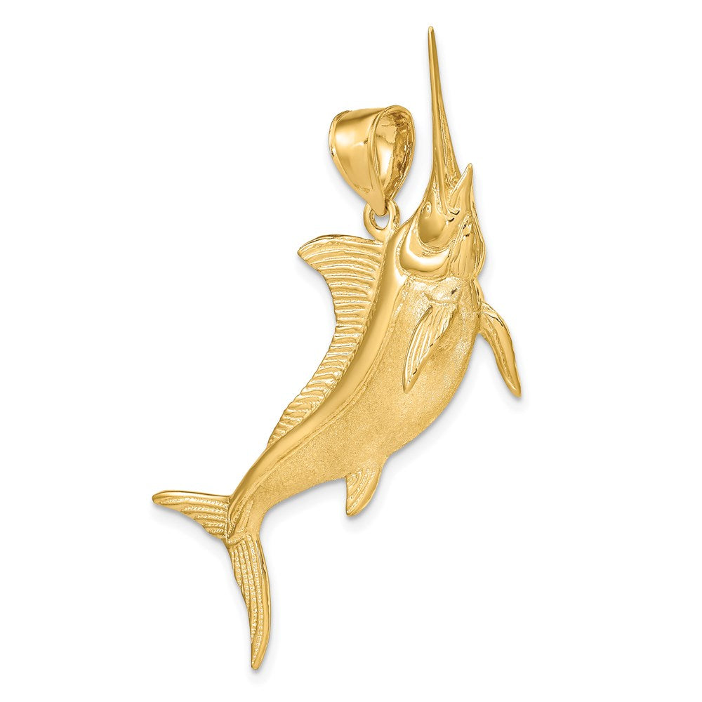 14K 3-D Satin / Polished Marlin Charm