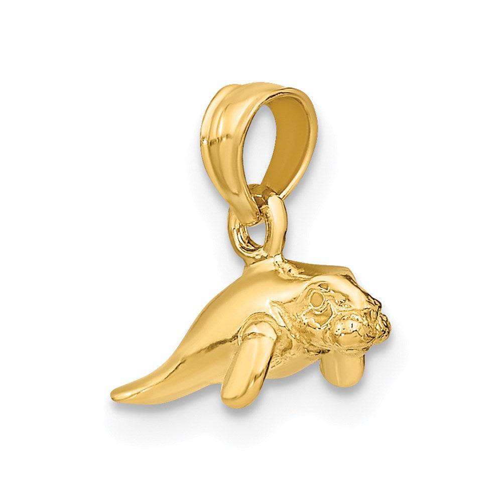 14K 3-D Polished Mini Manatee Charm