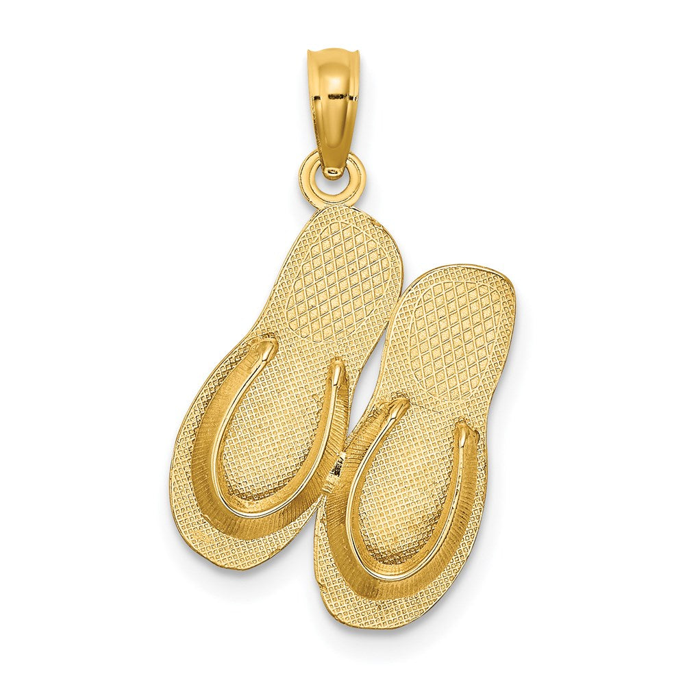 14K 3D Large KEY WEST Double Flip Flop Charm