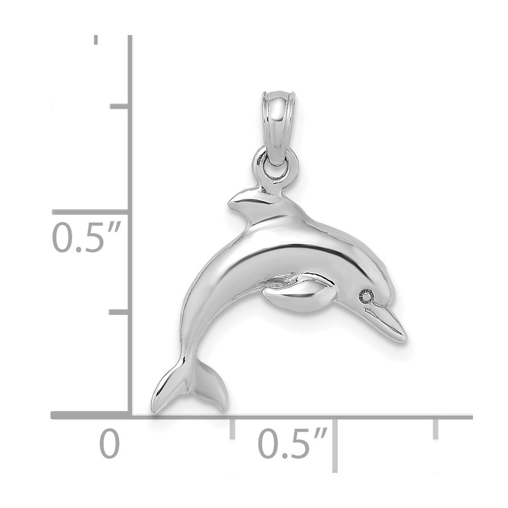 14K White Gold 3-D Dolphin Jumping Charm