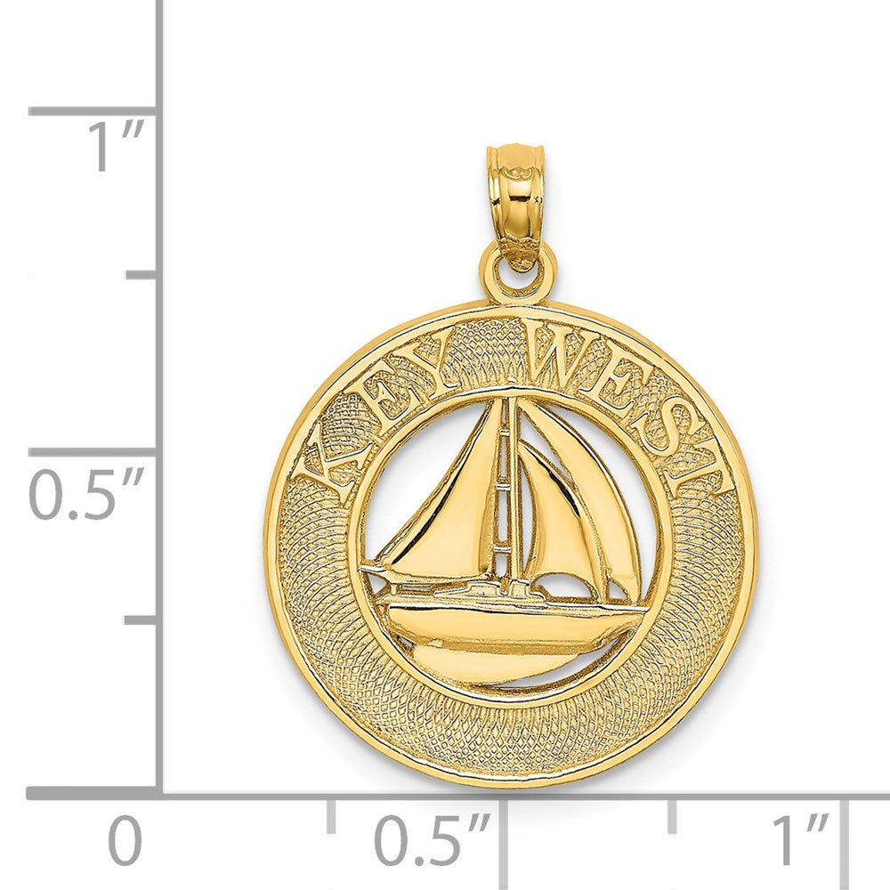 14K KEY WEST Sailboat Circle Charm
