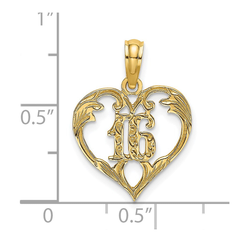 14K 16 Inside Heart Charm