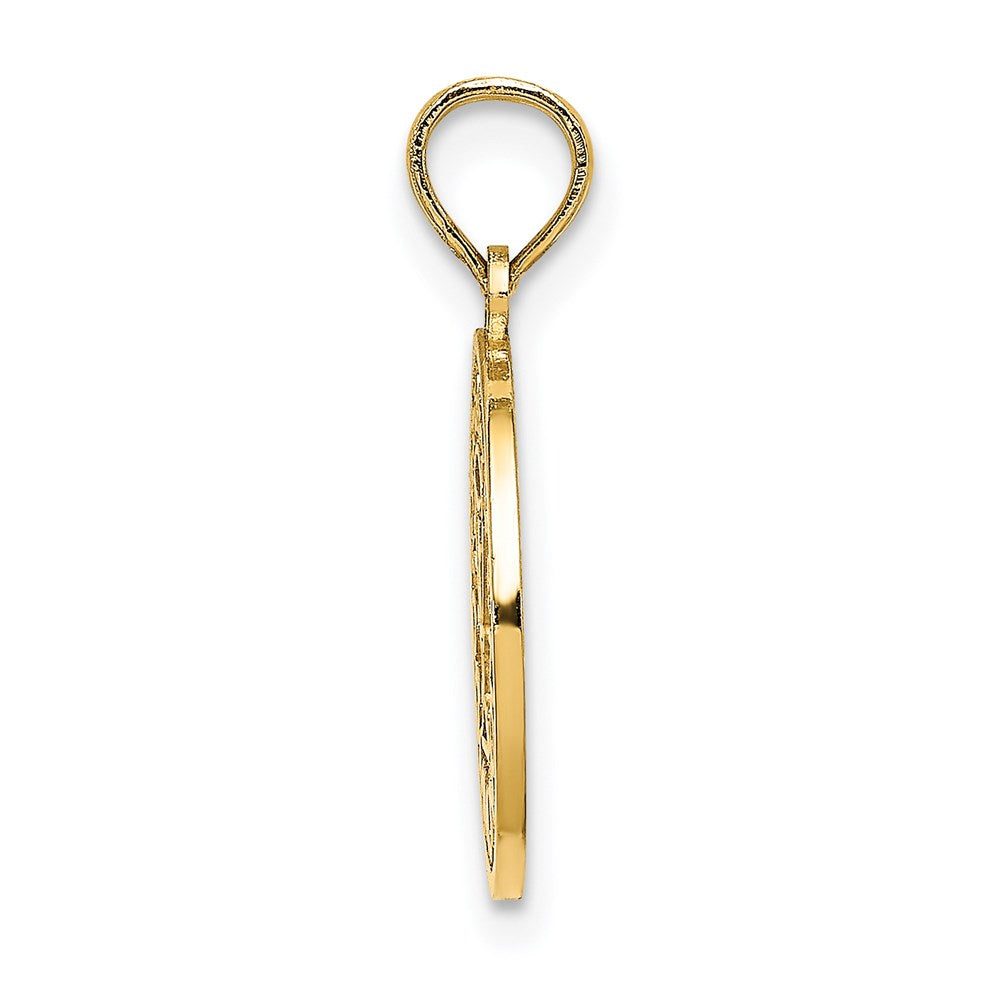 14K Textured Communion Cup on Round Disc Charm