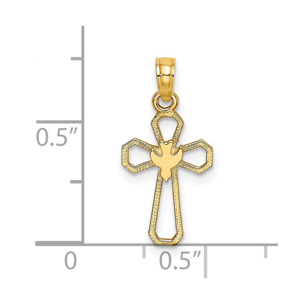 14K Cut-Out Cross w/ Dove Charm
