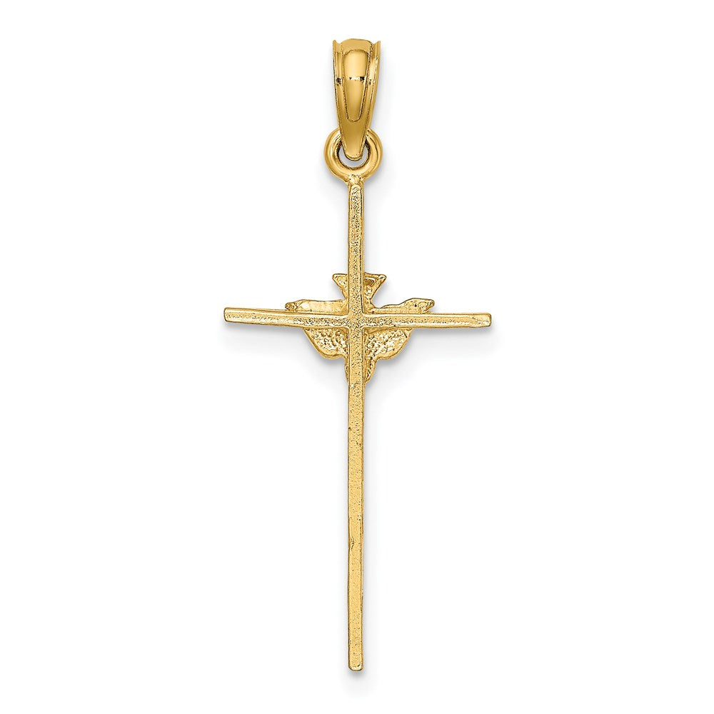 14K Dove On Stick Cross Charm