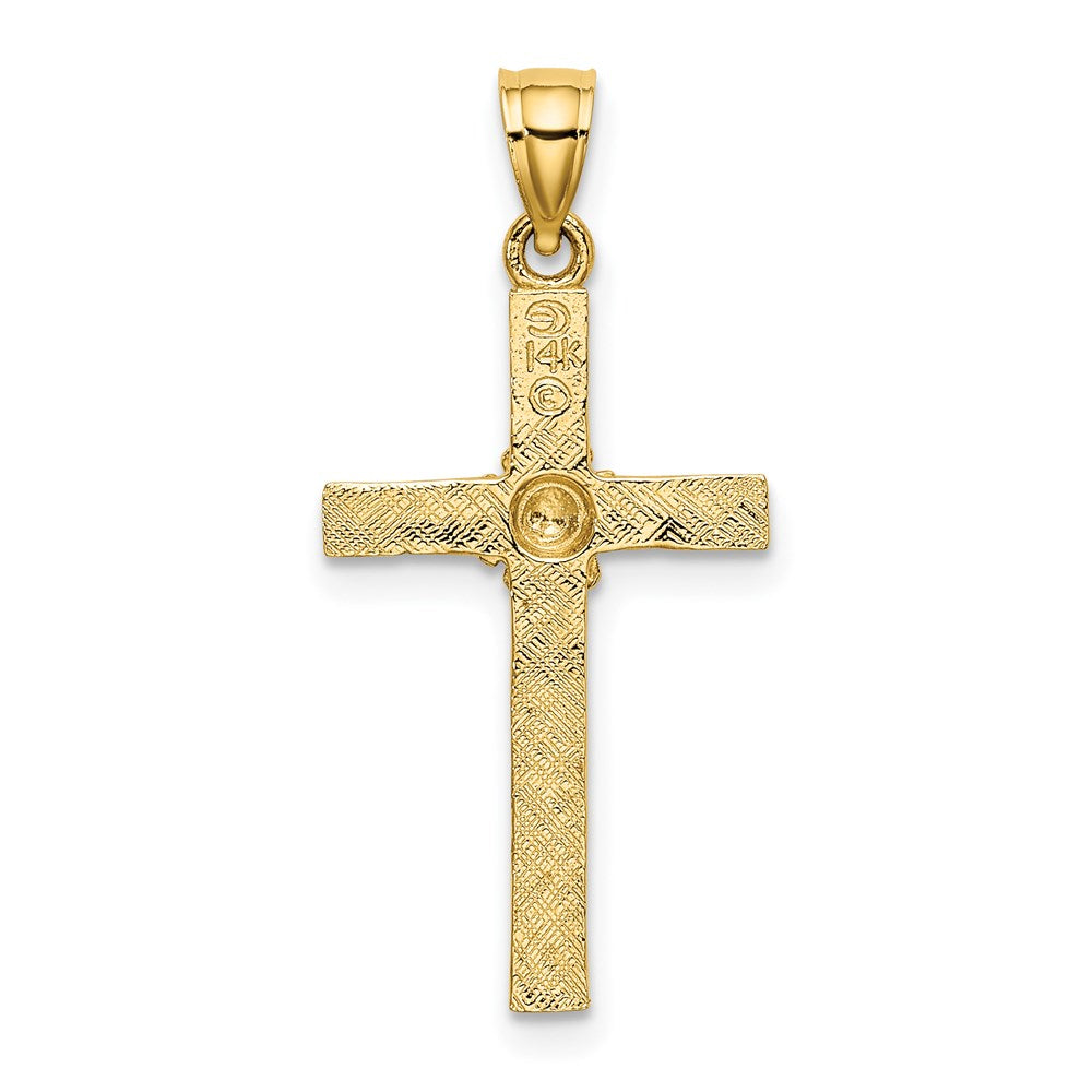 14K Cross w/ Flower Charm