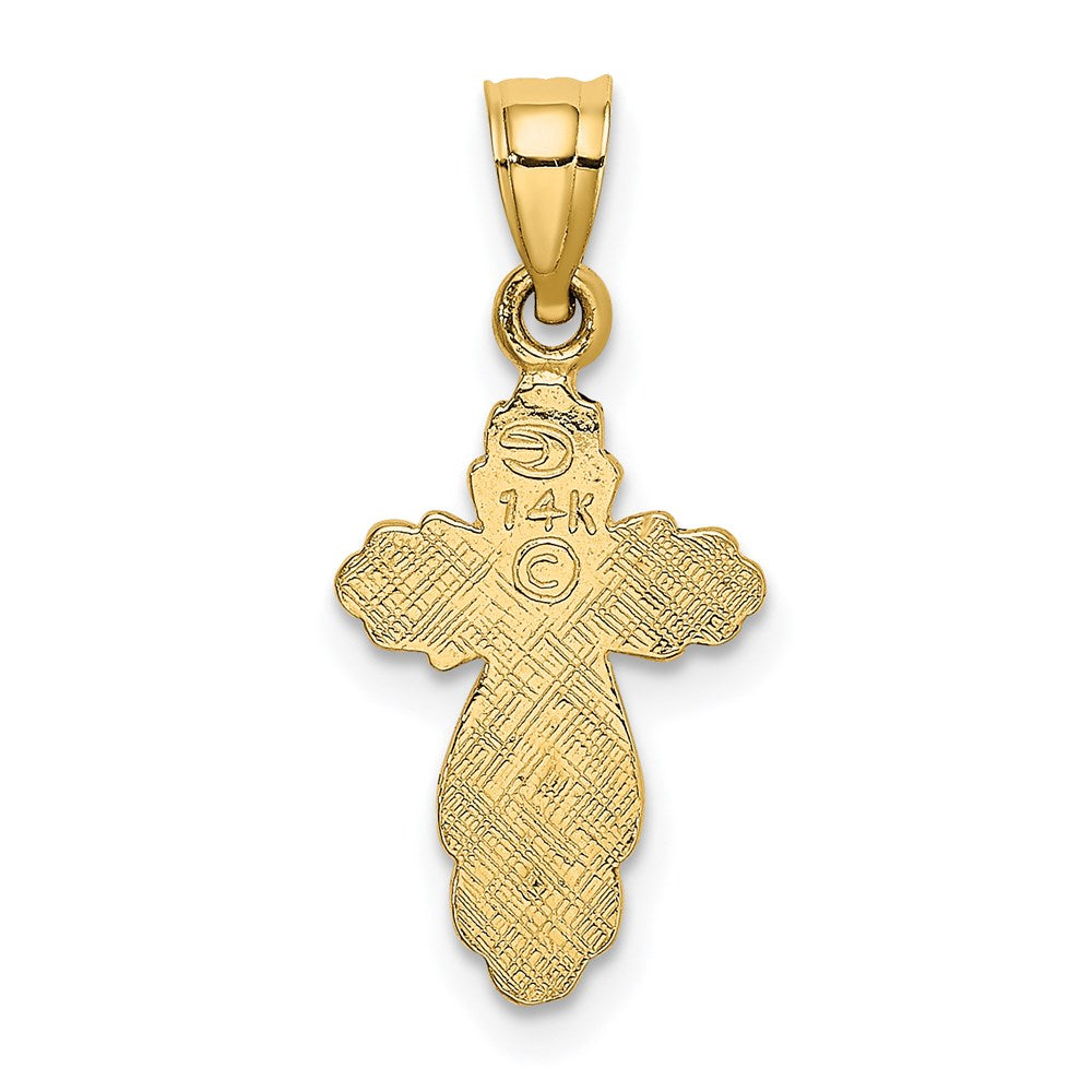 14K Solid Polished and Textured Cross Charm
