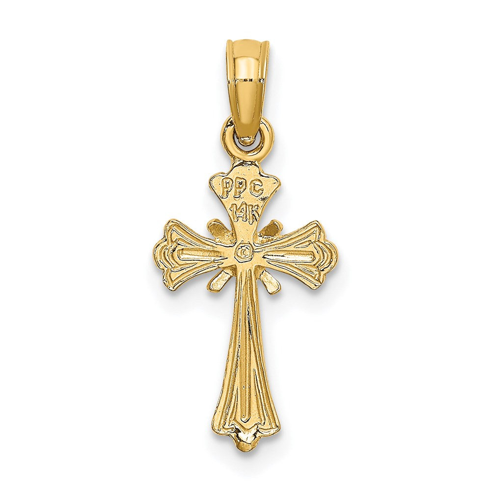 14K Engraved Small Cross w/ X Center Charm