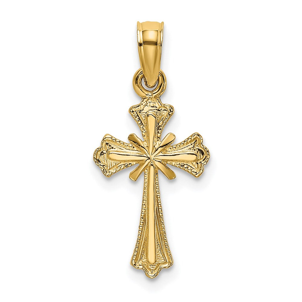 14K Engraved Small Cross w/ X Center Charm