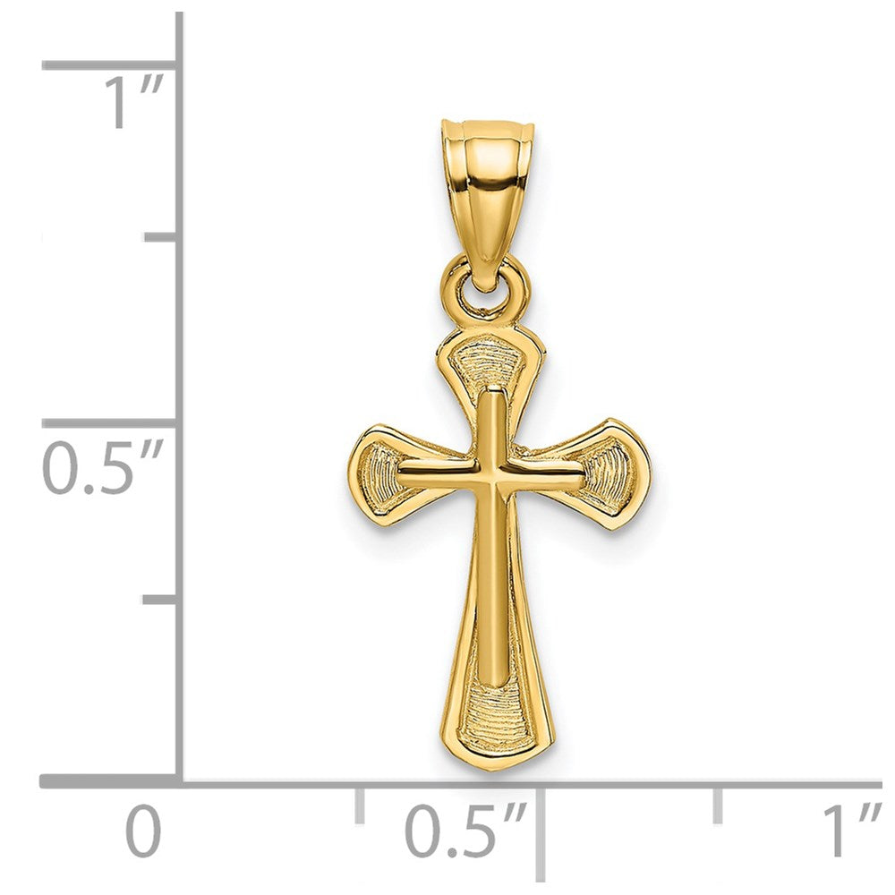 14K Solid Textured Cross Charm