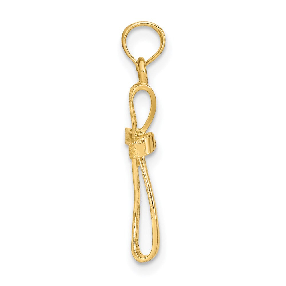 14K 3-D Engraved Polished Twisted Cross Charm