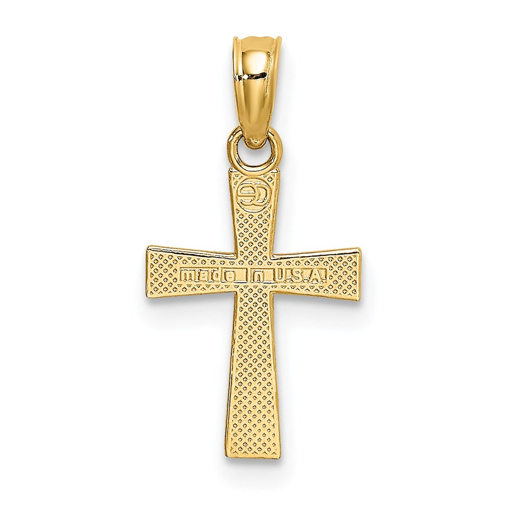 14K Small Textured Cross Charm