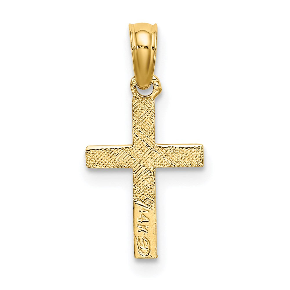 14K Polished Mini Cross w/ Heart Charm