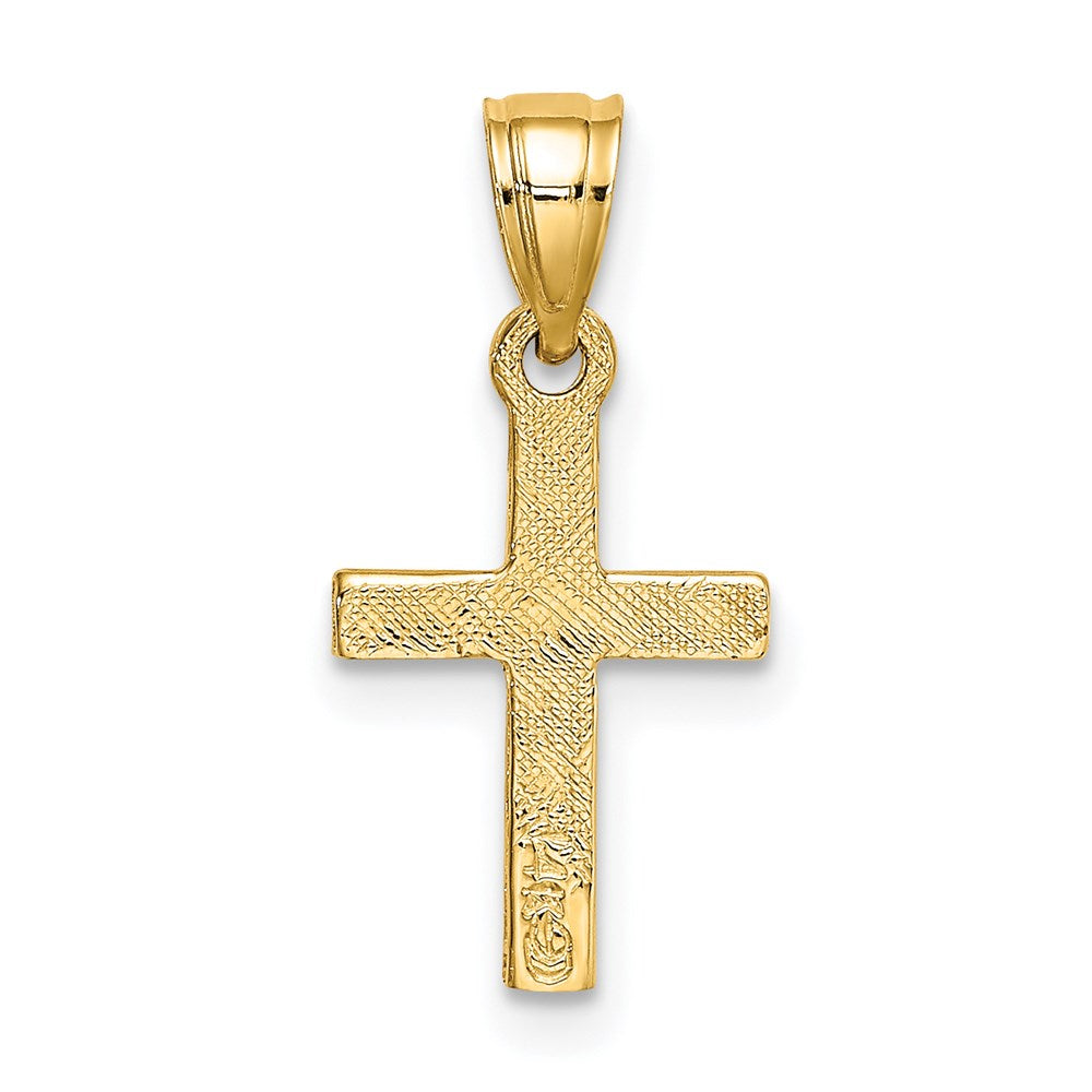 14K Diamond Shape Center Mini Cross Charm