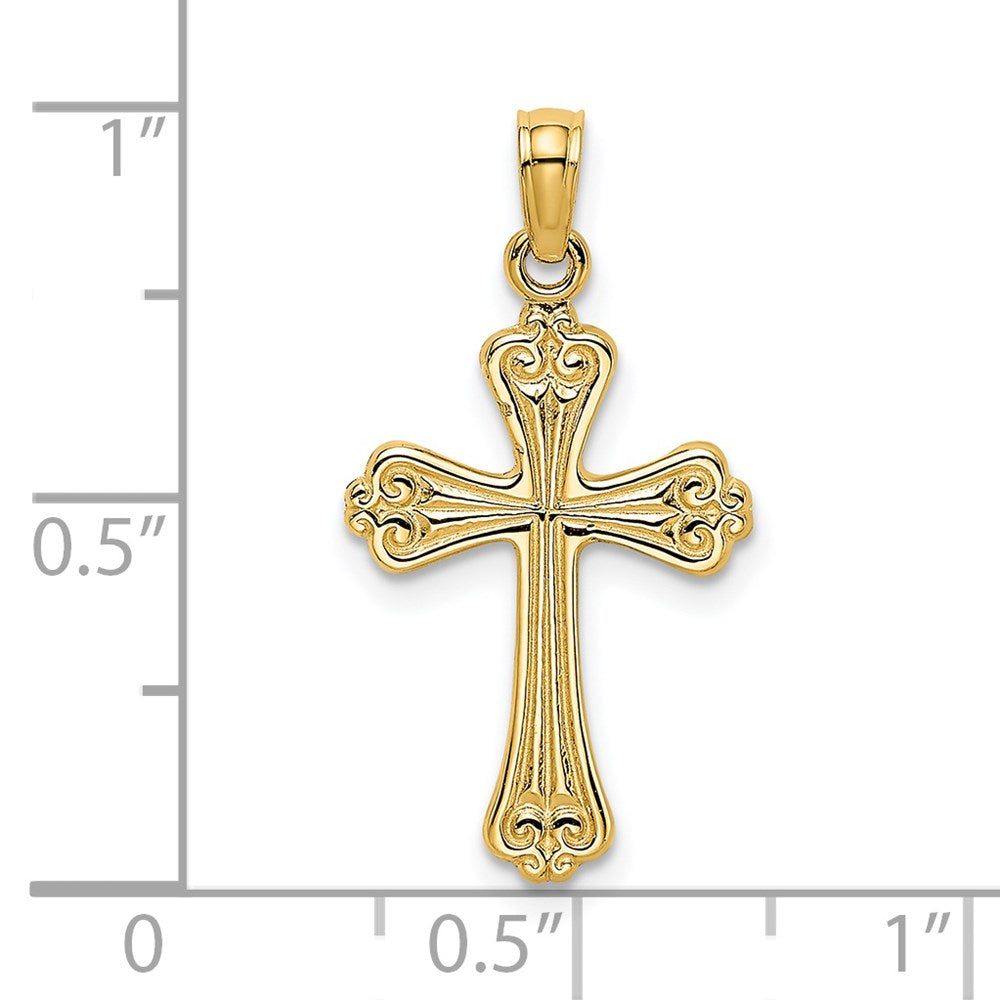 14K Polished Engraved Cross Charm
