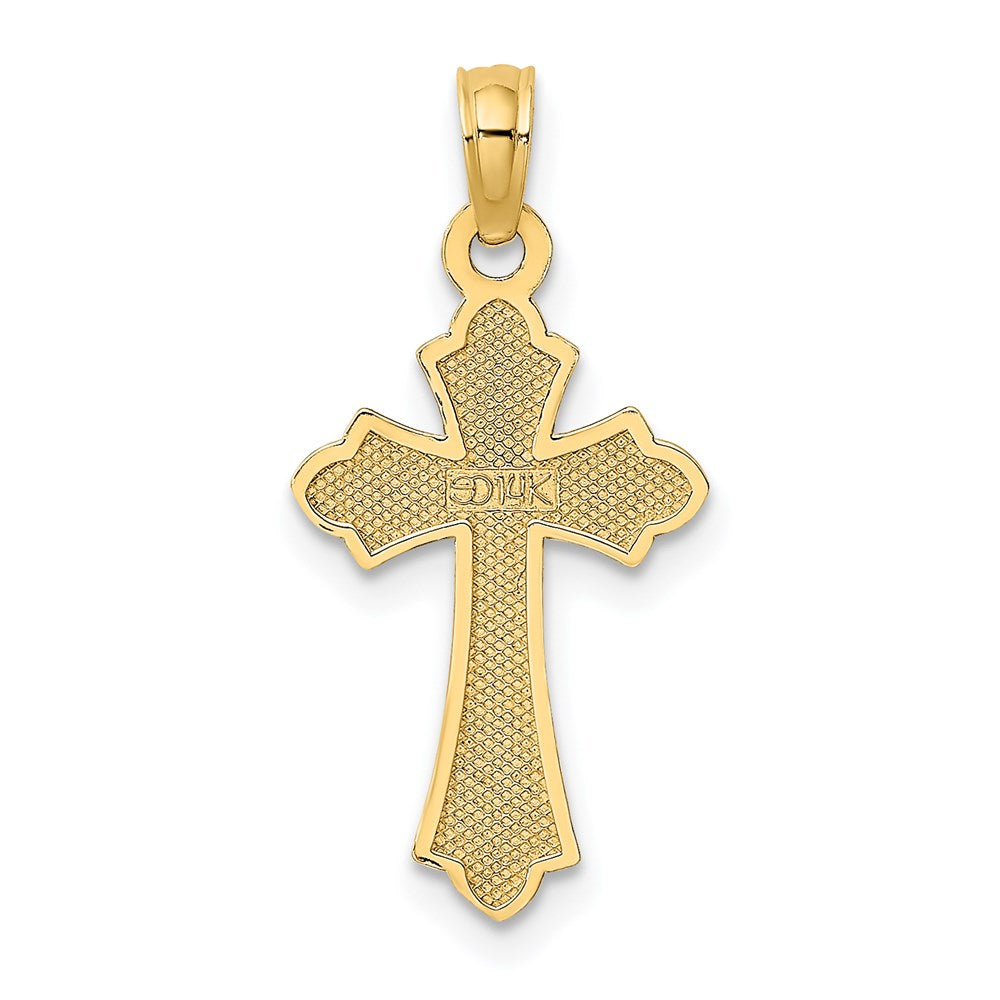 14K Polished Cross w/ Heart Charm
