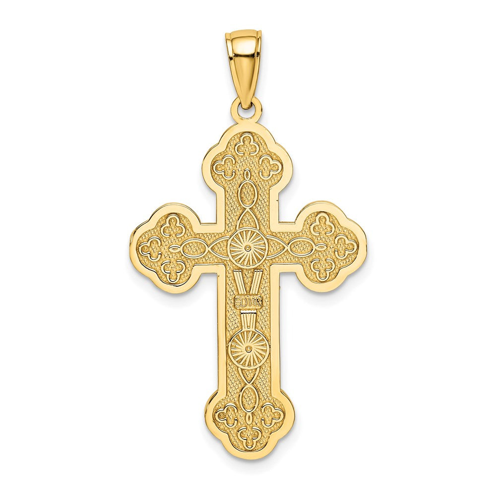 14K Scroll Cross W/ Sunburst Center Charm