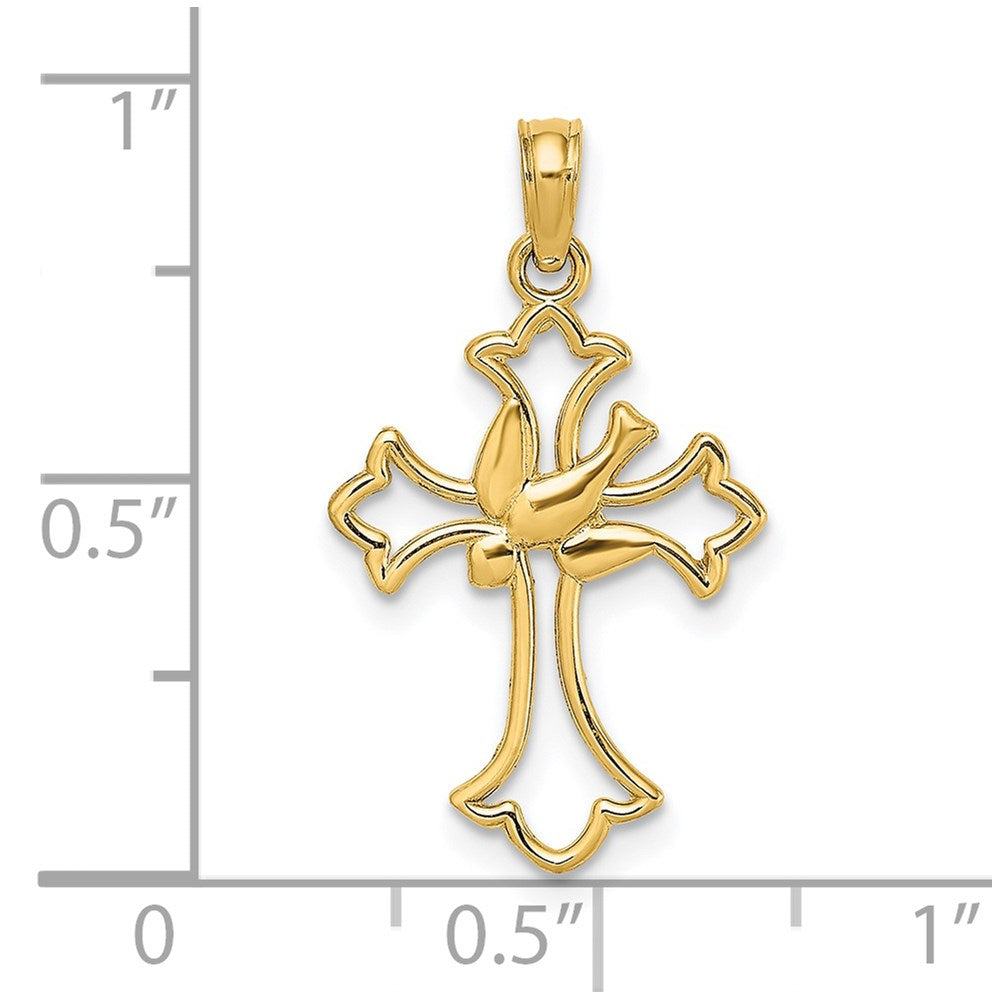 14K Cut-Out Dove Center Cross Charm