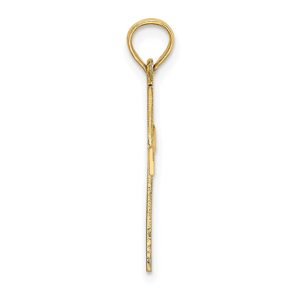 14K Engraved Cross W/Flared Tips Charm