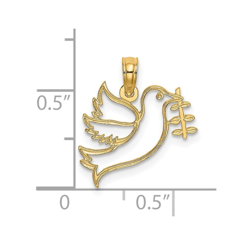 14K Cut-Out Dove with Olive Branch Charm