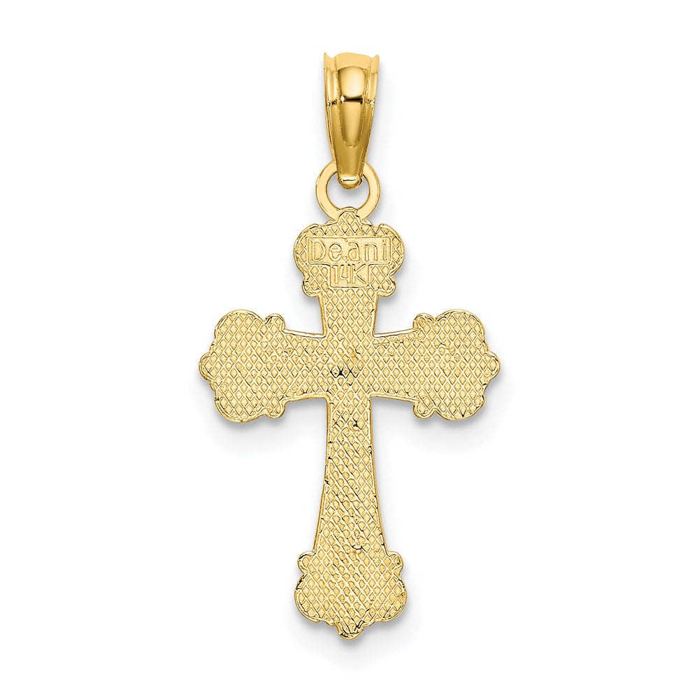 14K Cross W/ Scroll Tips and Button Center Charm