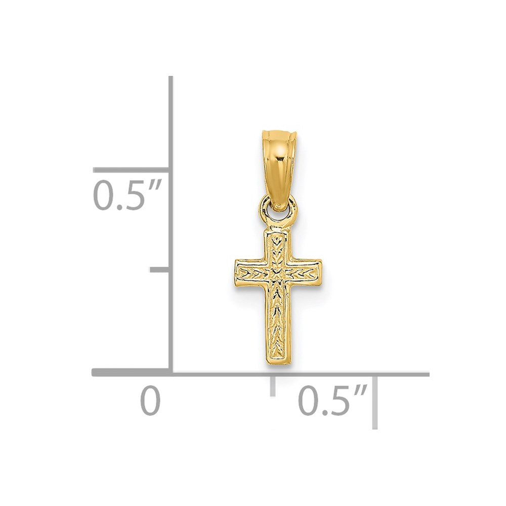 14K Polished and Engraved Mini Cross Charm