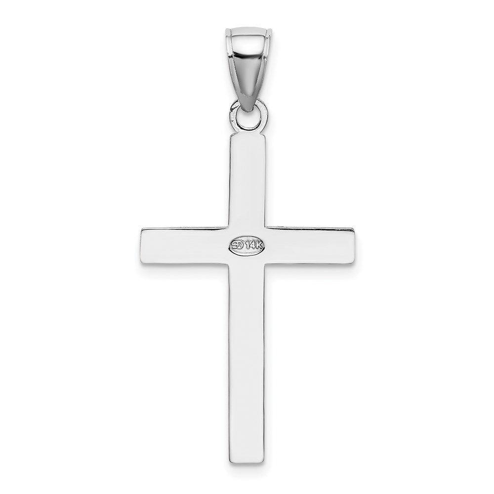 14K White Gold Polished Beveled Cross Charm