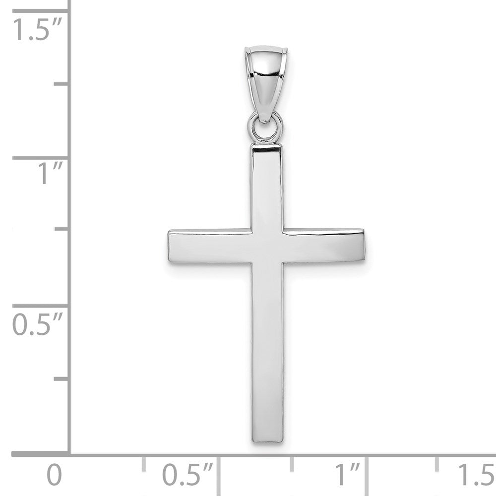 14K White Gold Polished Beveled Cross Charm