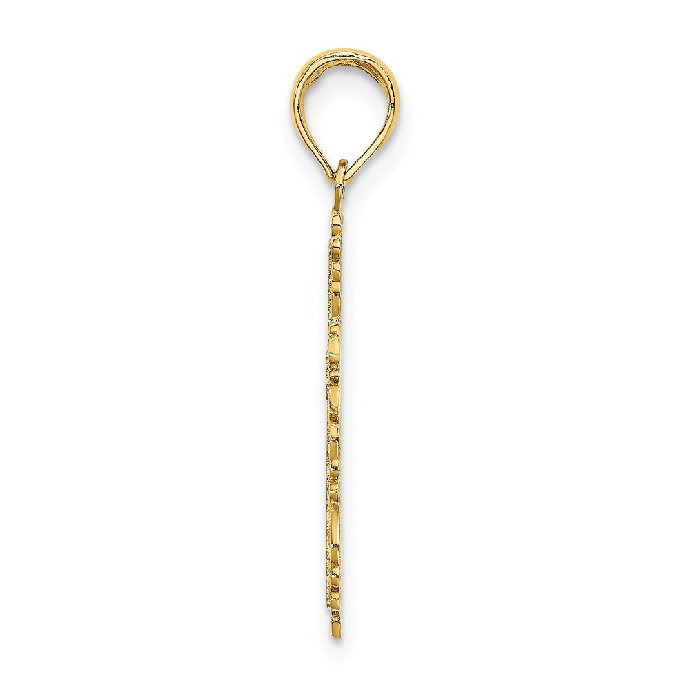 14K Textured w/ Lace Trim Cross Charm