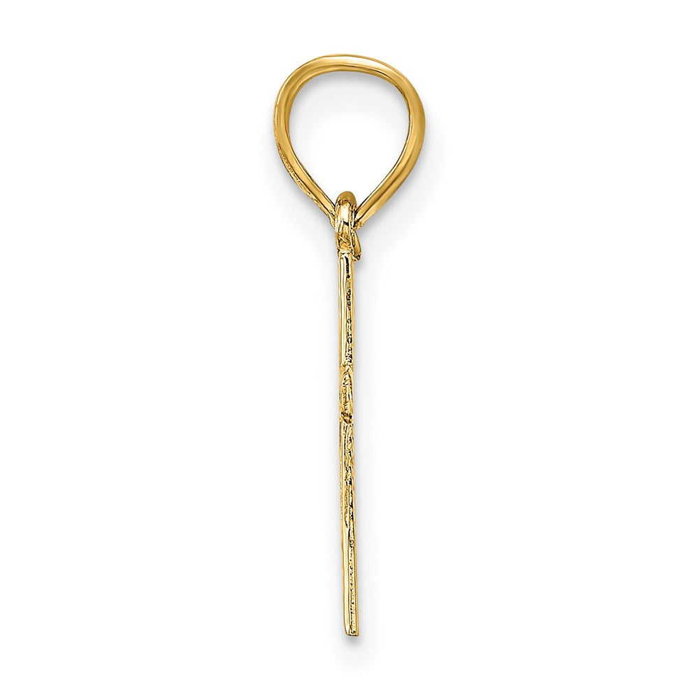 14K Polished w/ Star Pattern Mini Cross Charm
