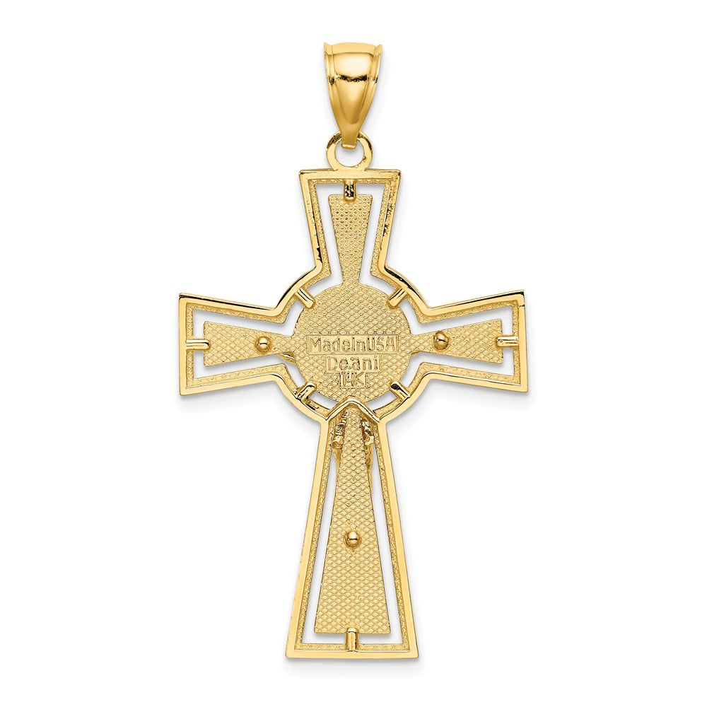 14K Cut-Out Crucifix W/ Center Circle Charm