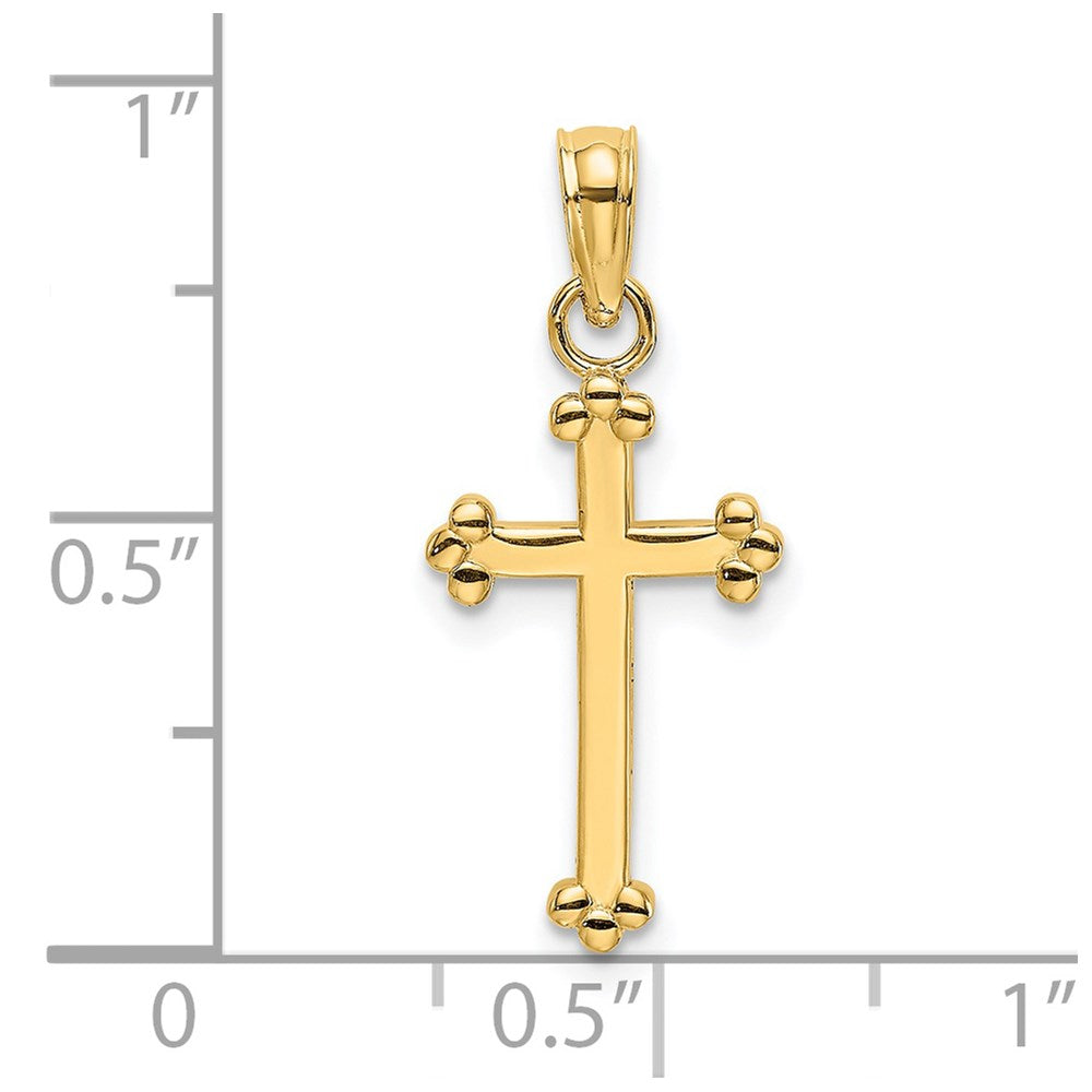 14K Polished Beaded Cross