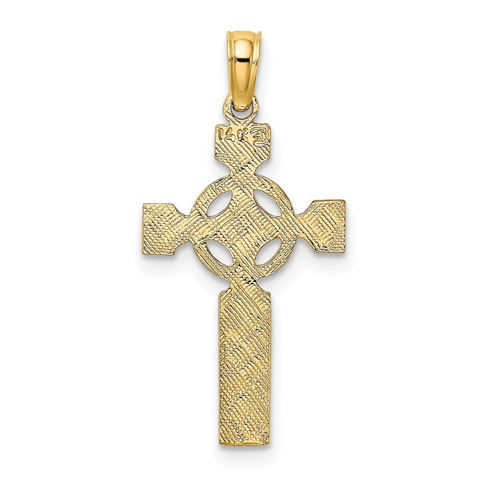 14K Engraved Celtic Cross w/ Eternity Circle Charm
