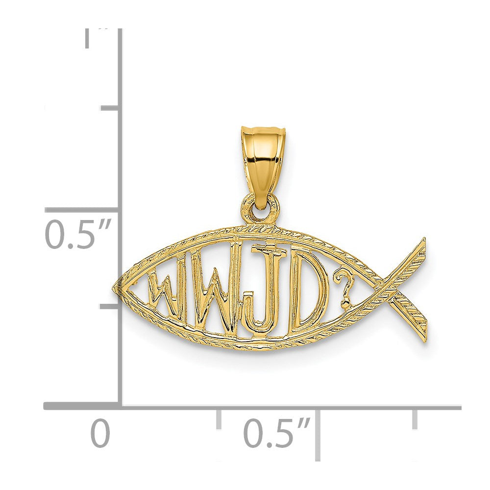 14K WWJD Ichthus Charm