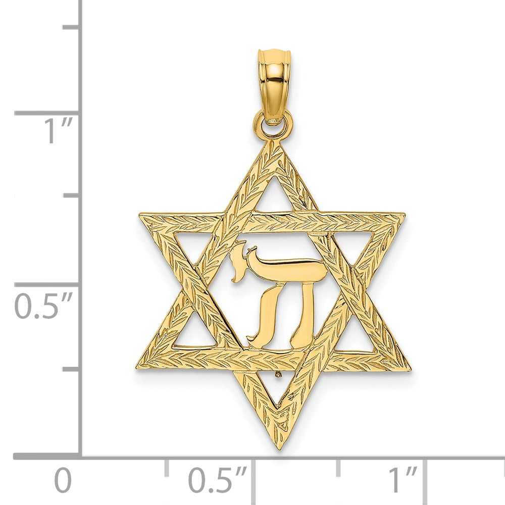 14K Star of David W/ Chi Center Charm