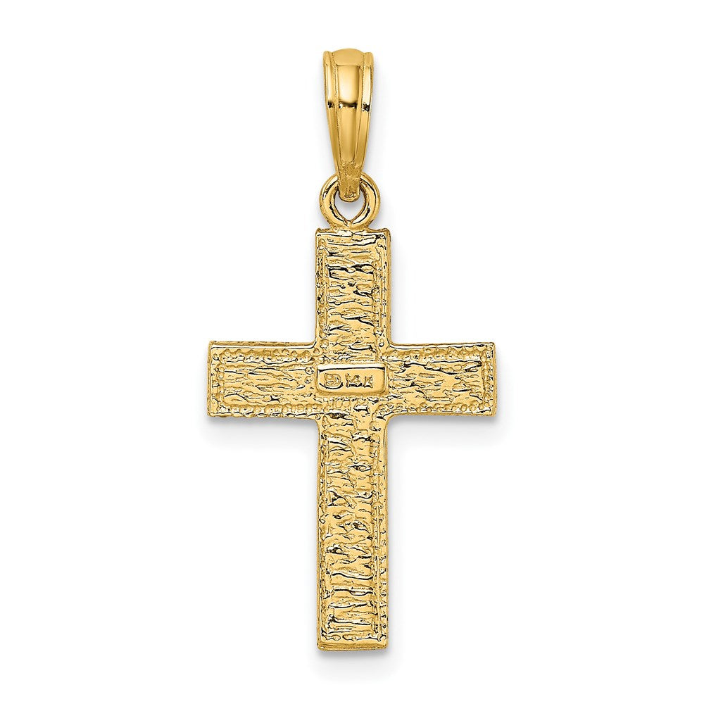 14K Cross w/ Textured Border Design Charm