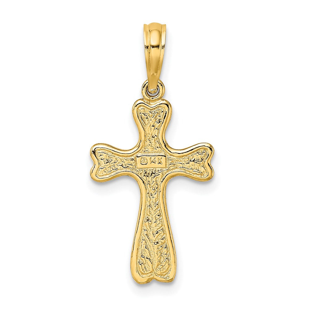 14K Cross w/ Textured Heart Edges Design Charm