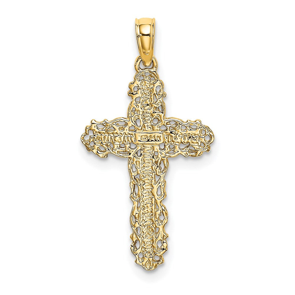 14K Cross w/ Filigree Lace Trim Charm