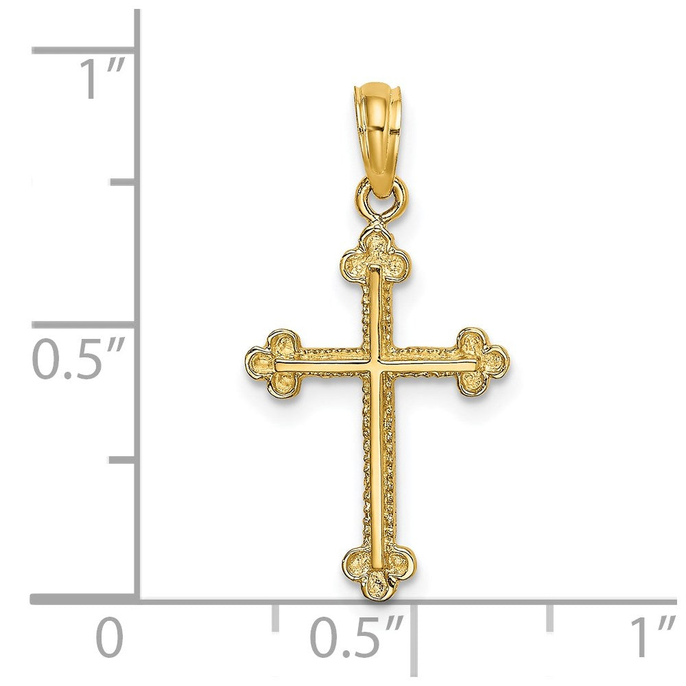 14K Cross W/ Spade Tip Edges Charm