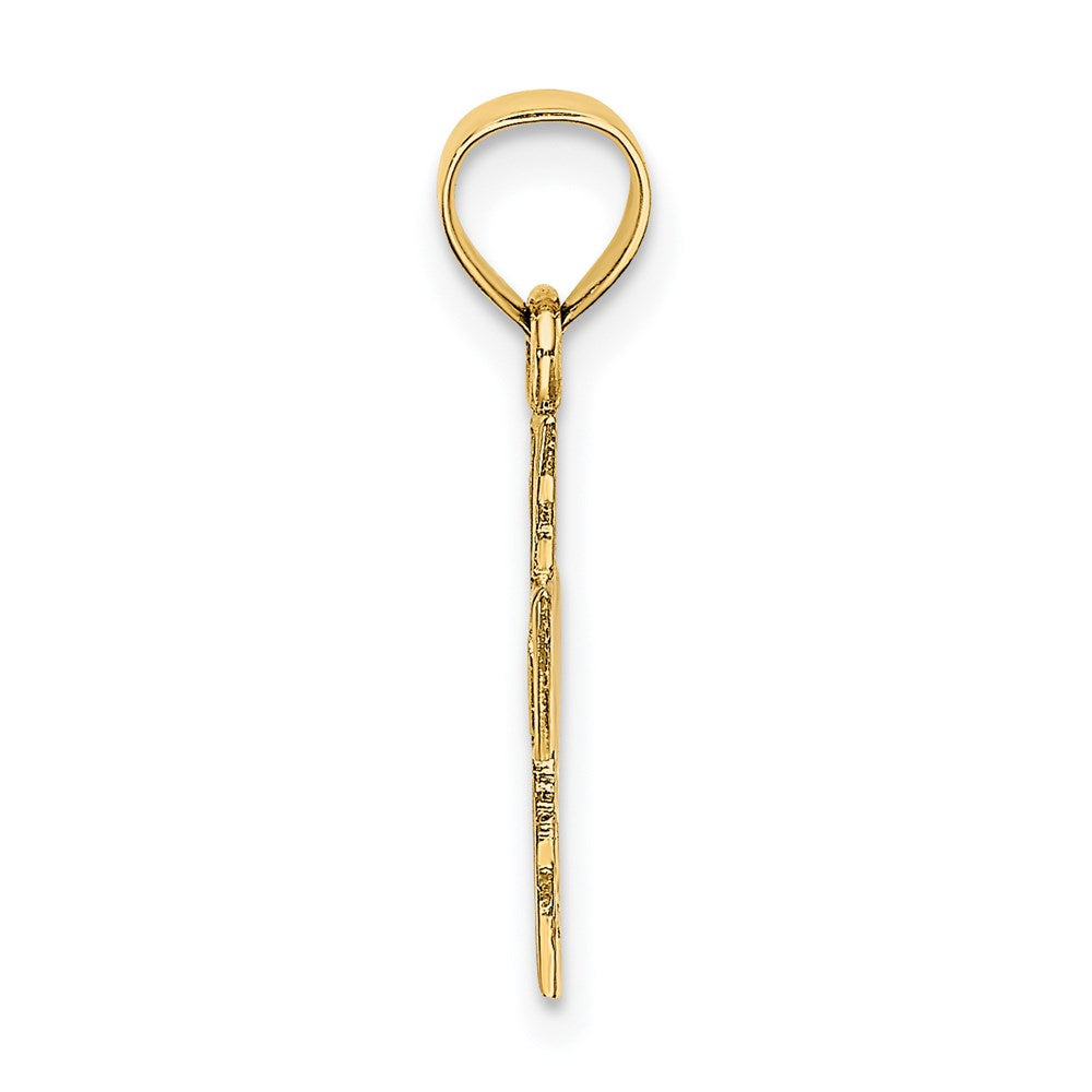 14K Polished and Textured Cross Charm